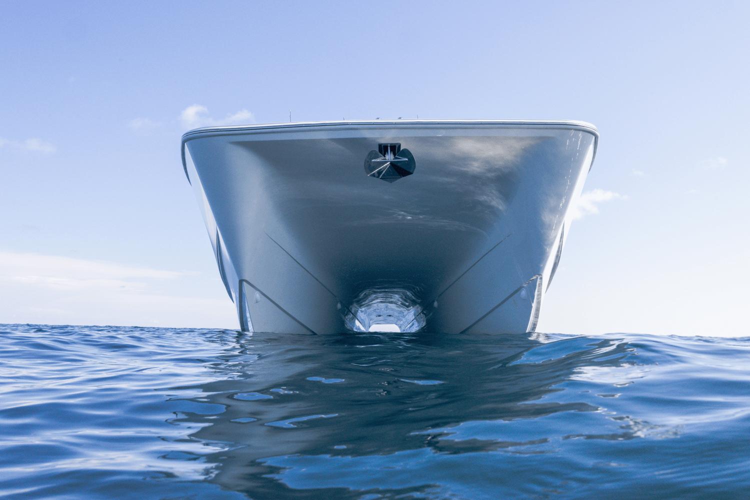 Slide: The Image of Front view of 2024 Aquila 47 Molokai catamaran on the water. - 3