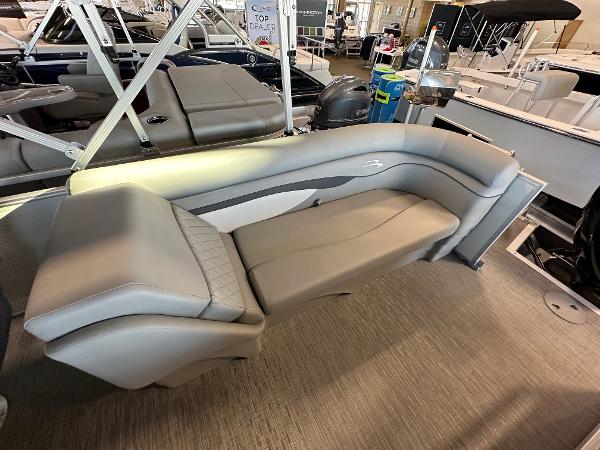 Slide: The Image of 2023 Bennington 22SSR boat interior with luxurious gray seating. - 9