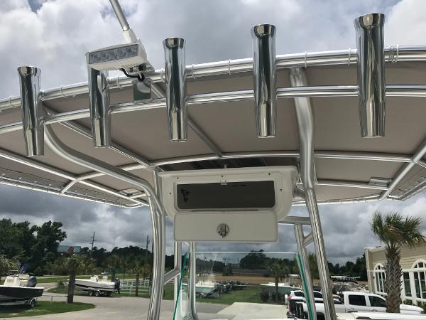 Slide: The Image of 2024 Cape Horn 22OS boat with rod holders and T-top. - 10