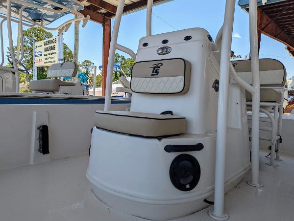 Slide: The Image of 2022 Carolina Skiff 21 SWS boat interior with seating and console. - 15
