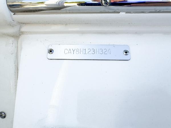 Slide: The Image of 2024 Caymas 28 HB boat identification plate with serial number. - 35
