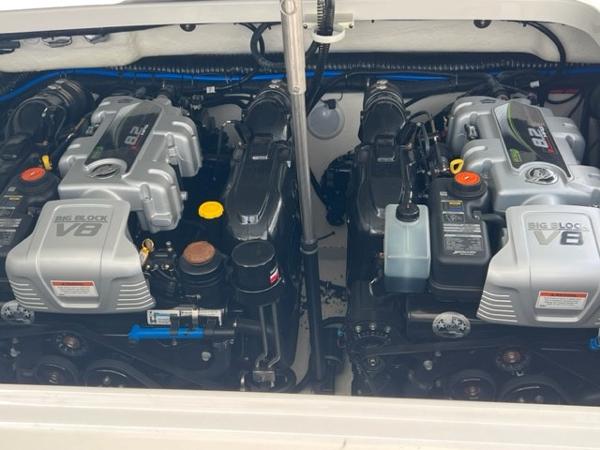 Slide: The Image of Twin V8 engines in a 2023 Formula 350 CBR boat, showcasing powerful performance. - 3