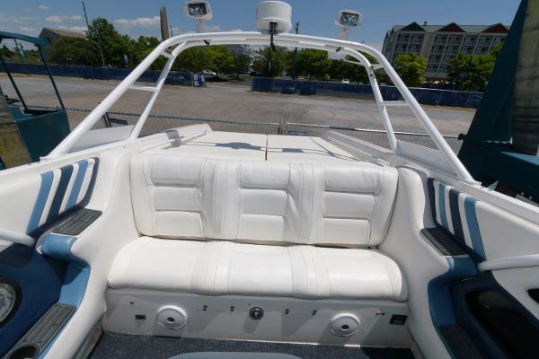 Slide: The Image of 1991 Fountain 38 Sport Cruiser white leather seating area. - 4