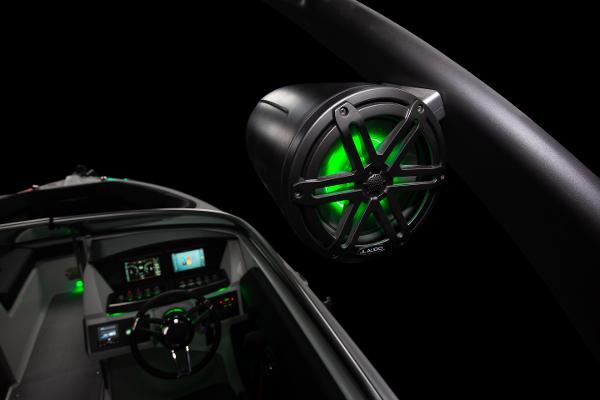 Slide: The Image of 2023 Four Winns H2 OB boat interior with illuminated speaker system. - 10