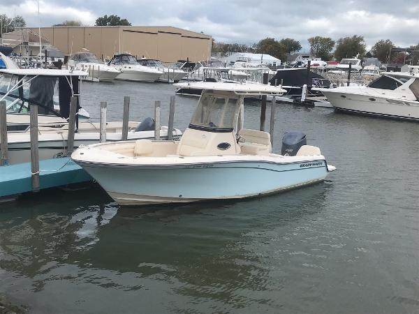 Slide: The Image of 2021 Grady-White Fisherman 216 boat docked in a marina. - 1