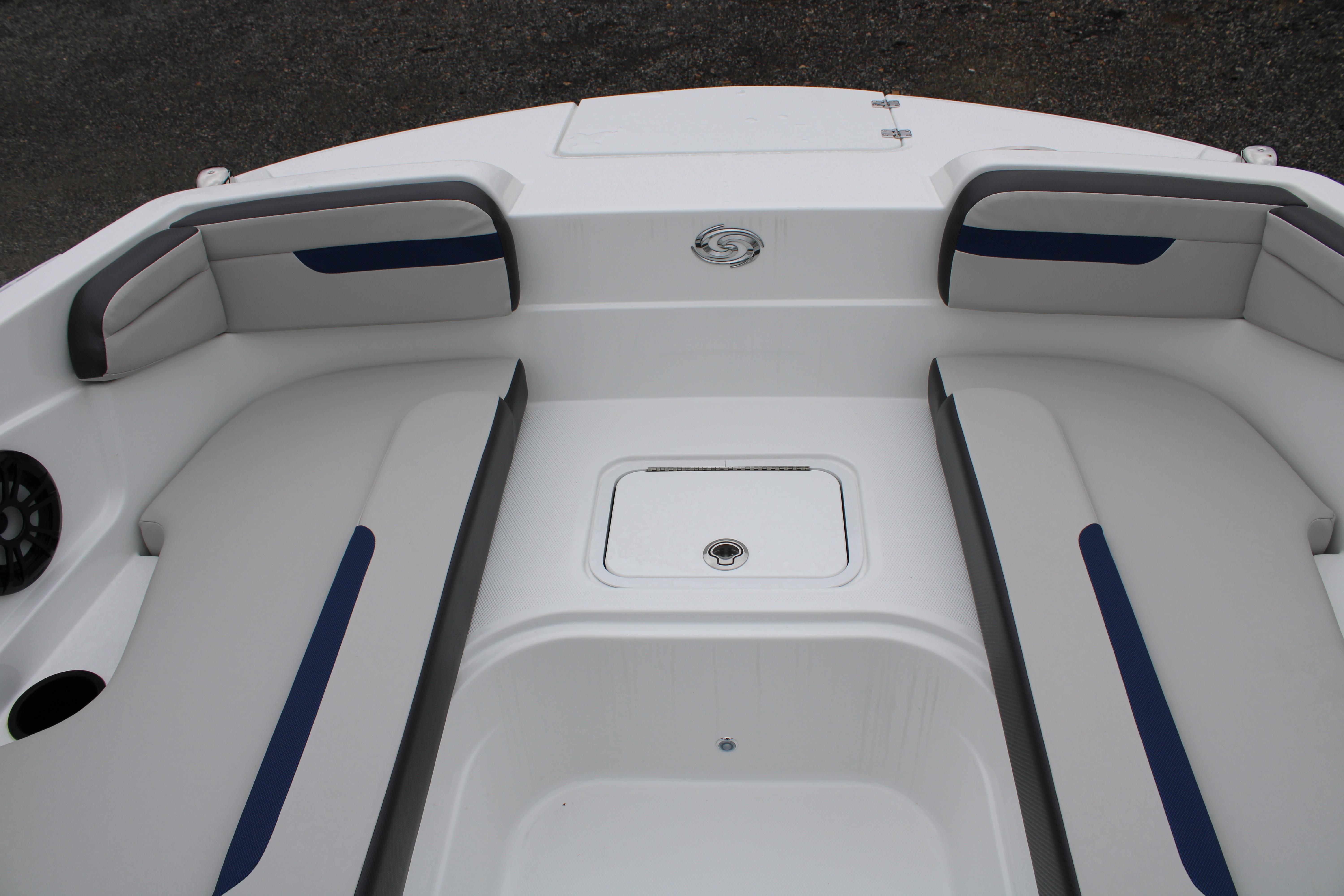 Slide: The Image of 2023 Hurricane SunDeck Sport 205 OB boat interior seating and storage compartment. - 8