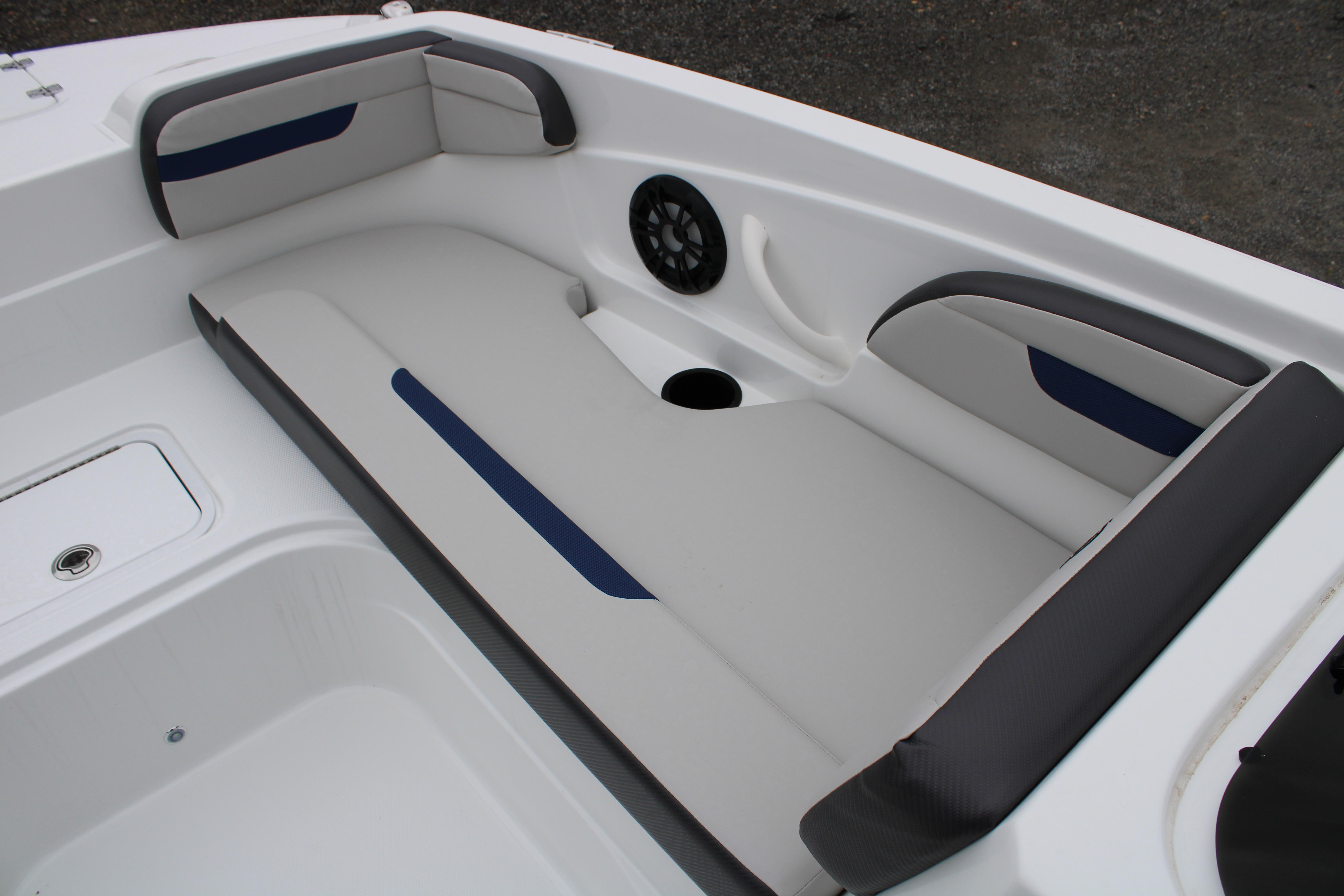Slide: The Image of 2023 Hurricane SunDeck Sport 205 OB boat interior seating area. - 9