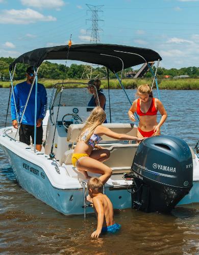 Slide: The Image of 2024 Key West 189 FS boat with Yamaha engine, family enjoying water activities. - 30