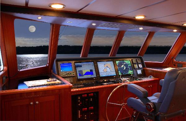 Slide: The Image of Northern Marine 64 yacht bridge at night, 2025 model. - 1