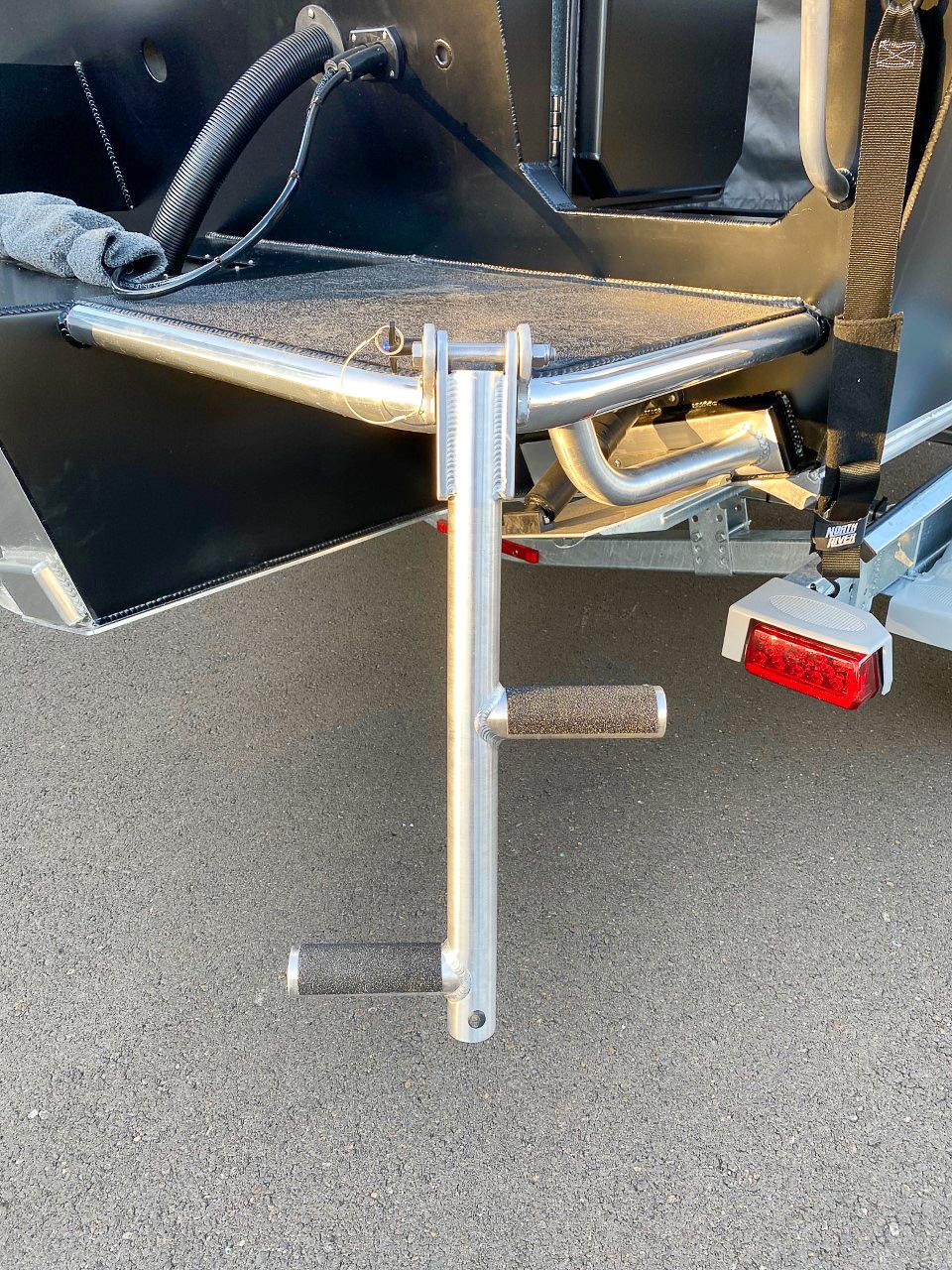 Slide: The Image of Close-up of the 2025 North River 22 Seahawk boat's rear step ladder. - 25