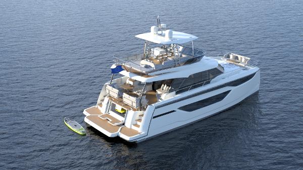 Slide: The Image of Prestige M48 2025 luxury yacht on open water. - 1