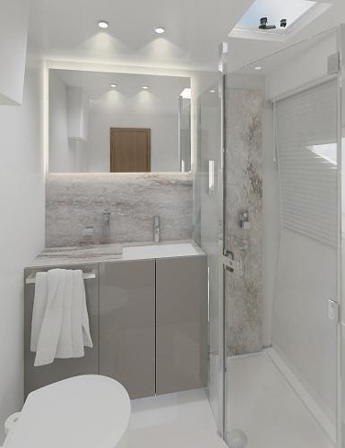 Slide: The Image of Modern bathroom in Prestige M48 yacht, 2025 model, featuring sleek design and glass shower enclosure. - 19