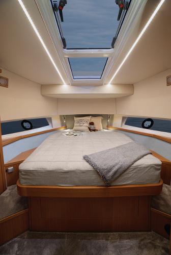 Slide: The Image of Luxurious cabin interior of 2025 Sargo 45 Cat A yacht with skylight. - 14