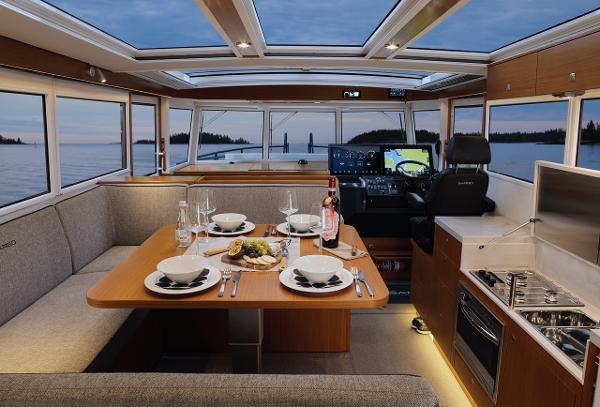 Slide: The Image of Interior of 2025 Sargo 45 Cat A yacht with dining area and cockpit. - 18