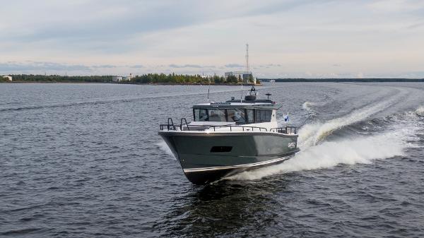 Slide: The Image of Sargo 45 Cat A 2025 motorboat cruising on open water. - 6