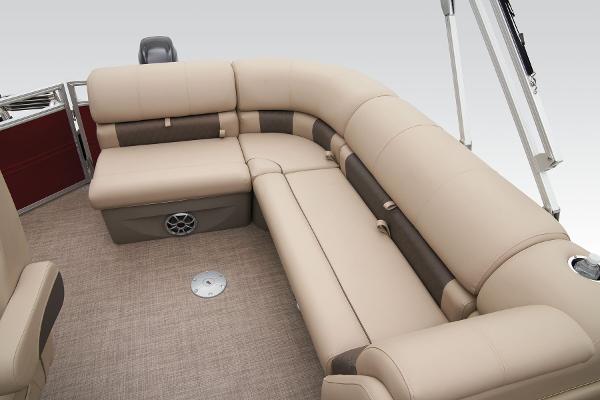 Slide: The Image of 2024 Sun Tracker Party Barge 20 DLX pontoon boat with beige seating. - 44