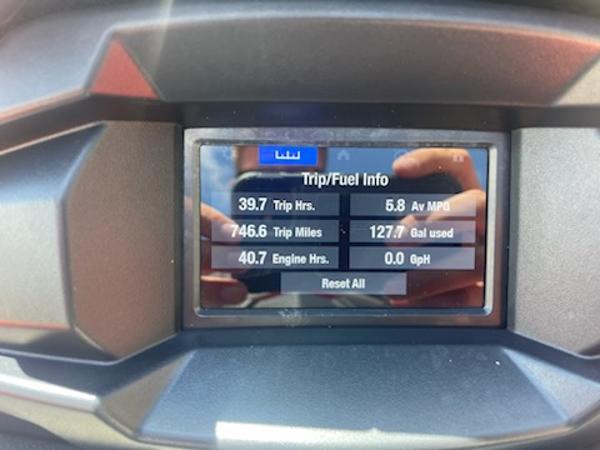 Slide: The Image of Yamaha WaveRunner VX Cruiser 2021 dashboard showing trip and fuel information. - 8