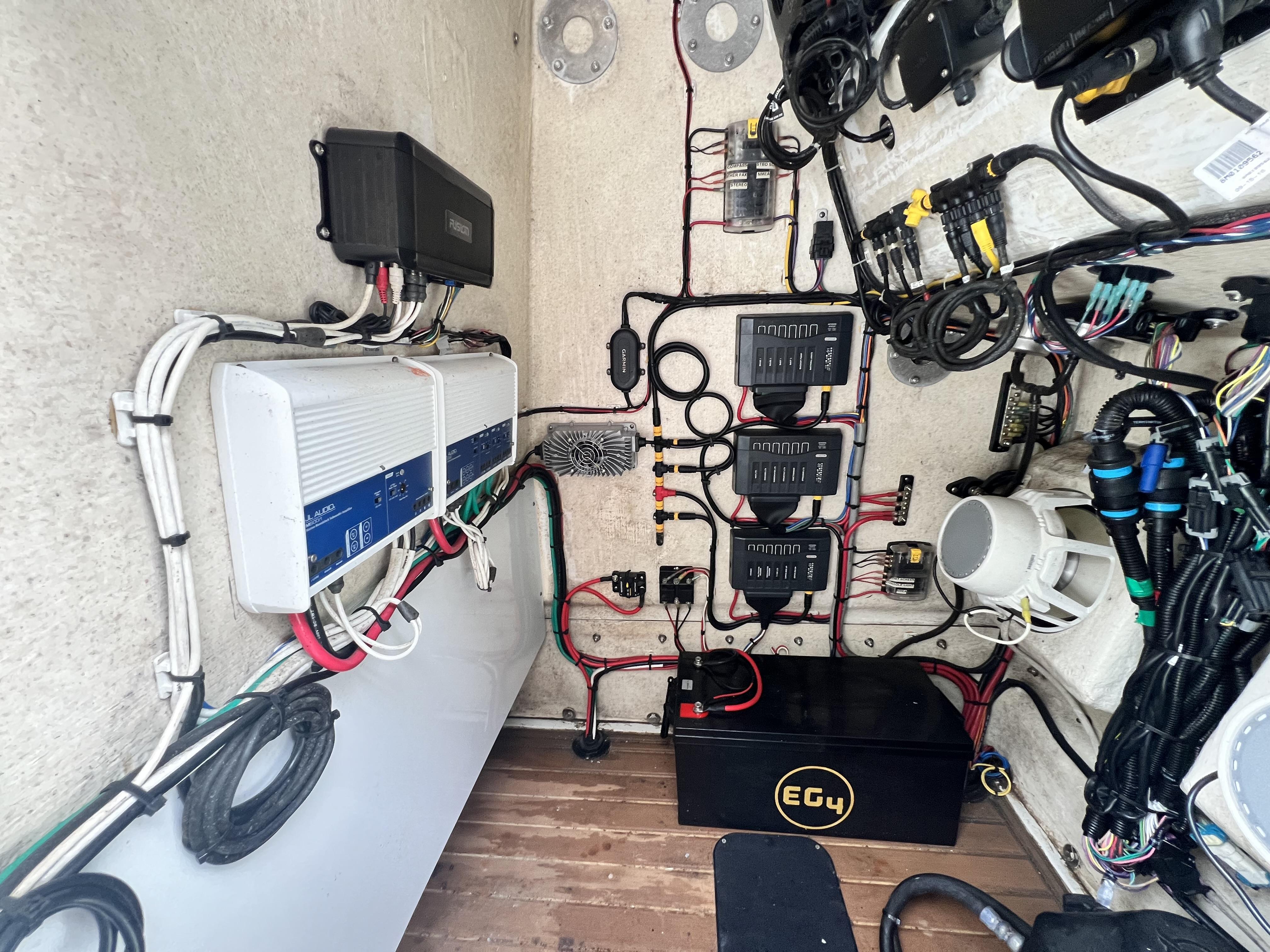 Slide: The Image of Electrical system and wiring inside a 2018 Yellowfin 29 boat. - 16